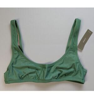 NWT J Crew Scoopneck Bikini Top Womens Small Green Classic Preppy Bold Earth